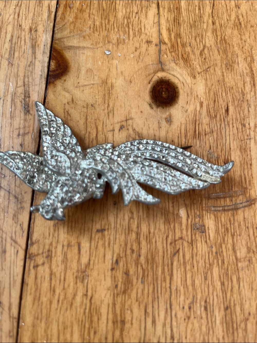 Vintage 1940s, Silver Tone Rhinestone  EAGAL /bird brooch